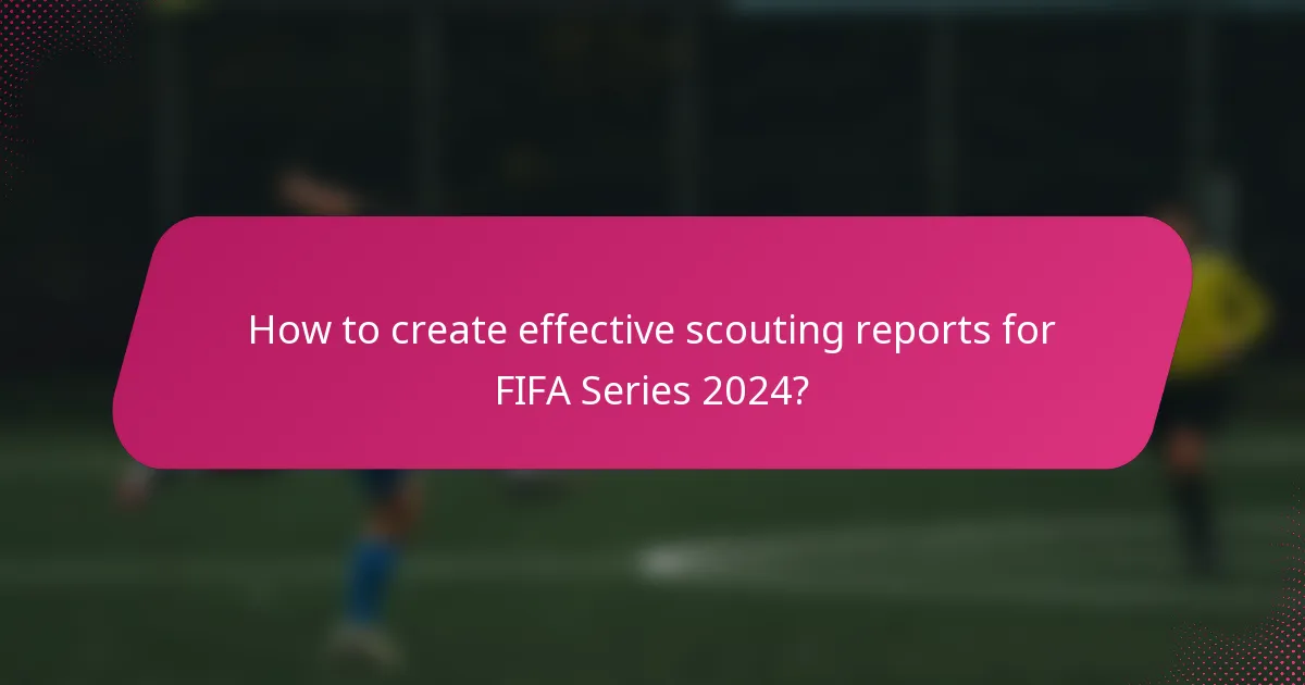 How to create effective scouting reports for FIFA Series 2024?