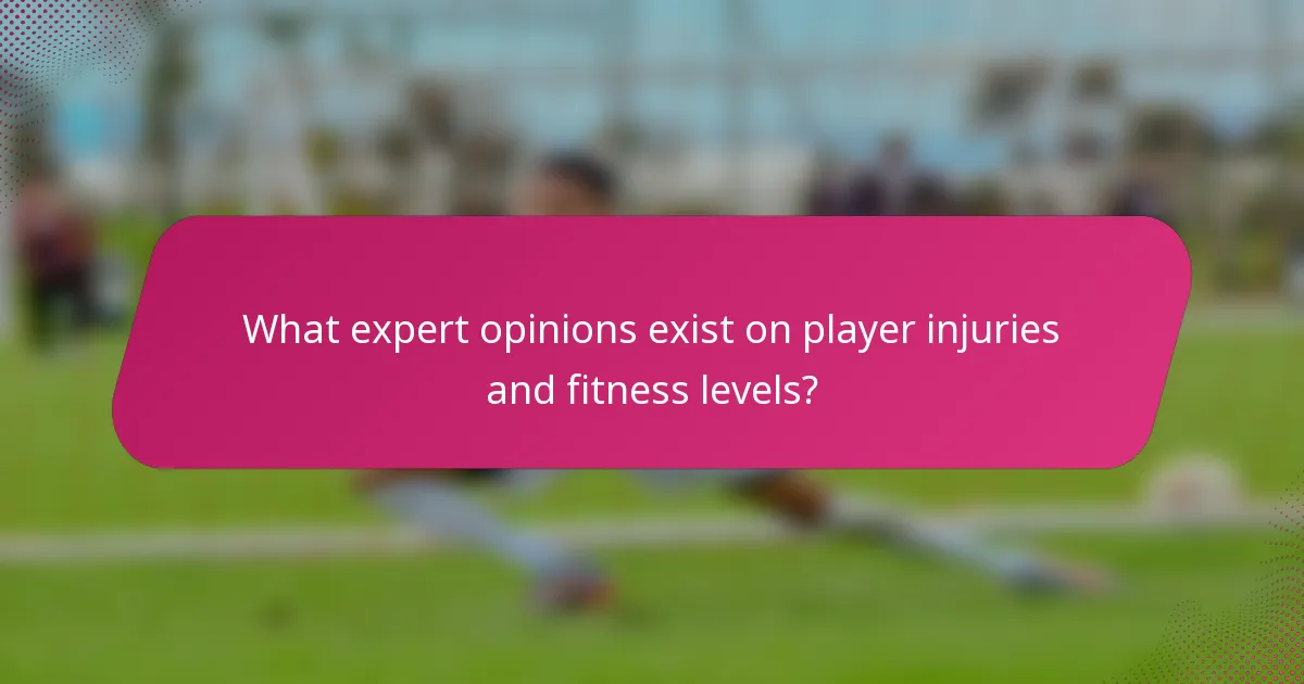 What expert opinions exist on player injuries and fitness levels?